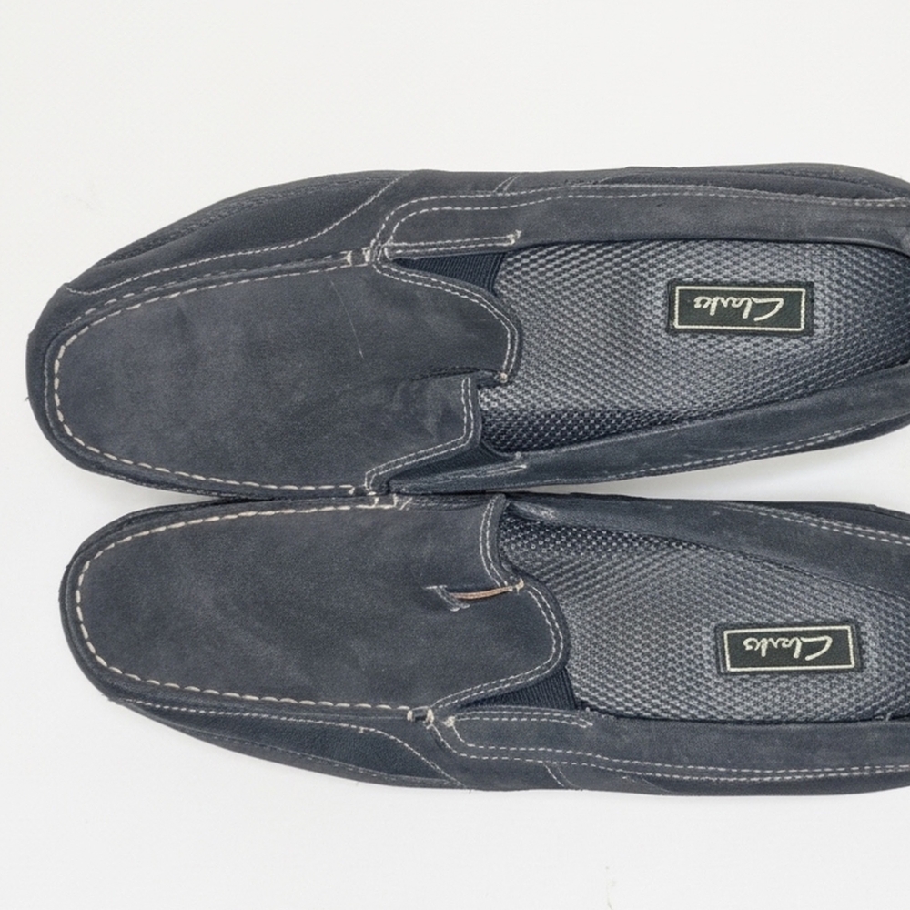 Clarks Men’s Black Suede Slip-On Loafers